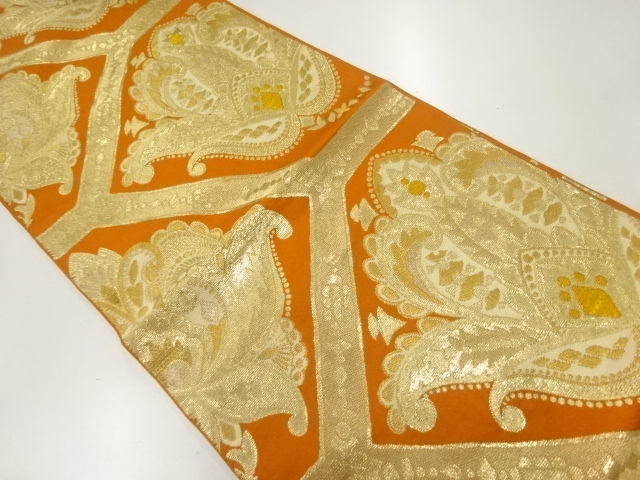 JAPANESE KIMONO / ANTIQUE FUKURO OBI / SILK / WOVEN ABSTRACT FLOWER